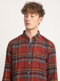 THE BEAR HOUSE Slim Fit Tartan Checked Flannel Pure Cotton Casual Shirt