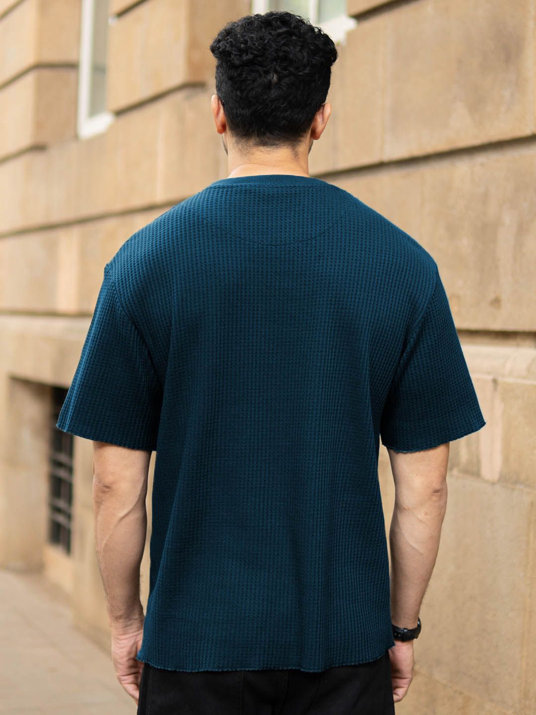 Powerlook Men Solid Round Neck Oversized T-shirt