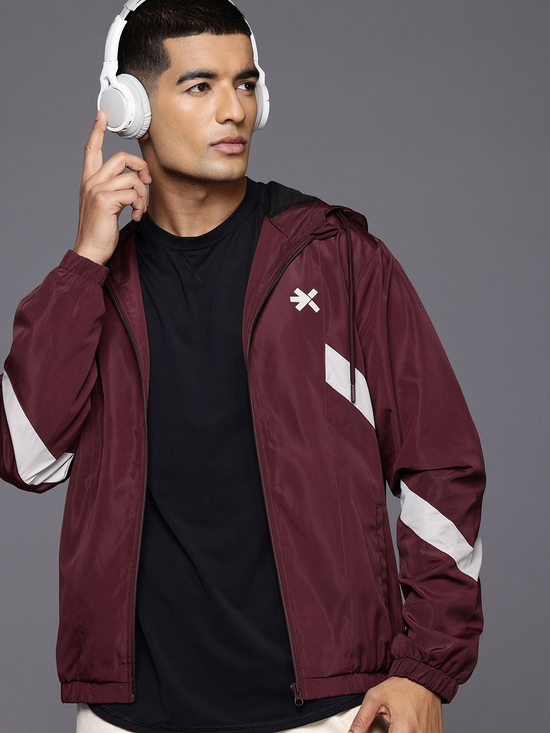 HRX by Hrithik Roshan Printed Hooded Lifestyle Bomber Jacket