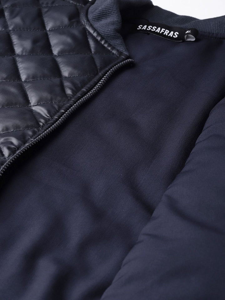 SASSAFRAS Women Navy Blue Solid Quilted Jacket
