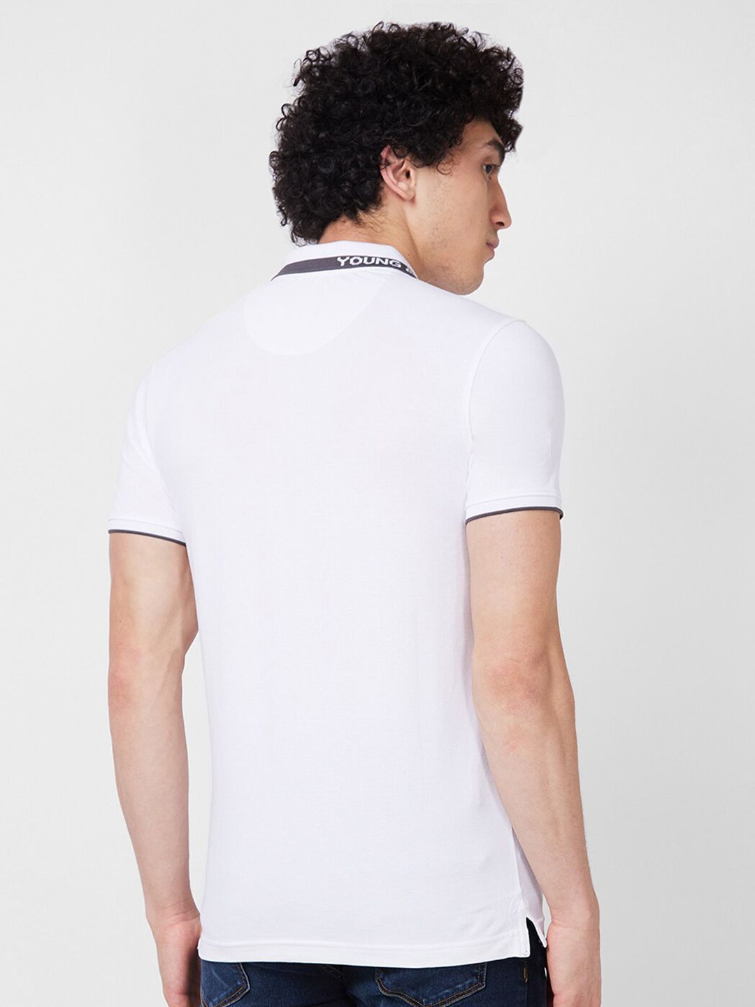 SPYKAR Self Design Polo Collar Cotton Slim Fit T-shirt