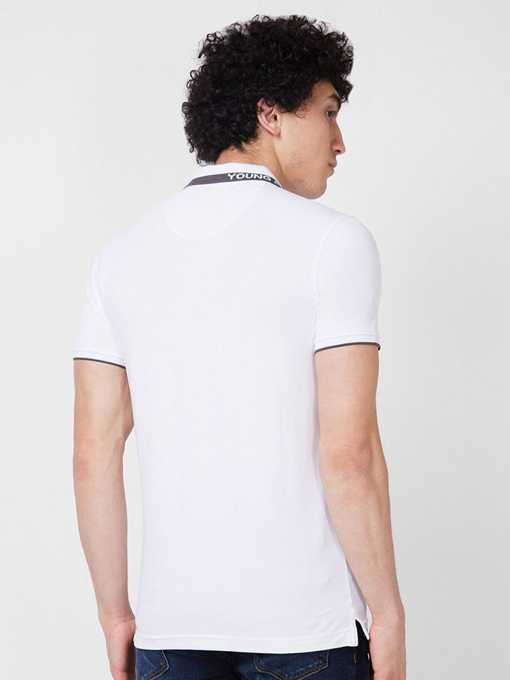 SPYKAR Self Design Polo Collar Cotton Slim Fit T-shirt