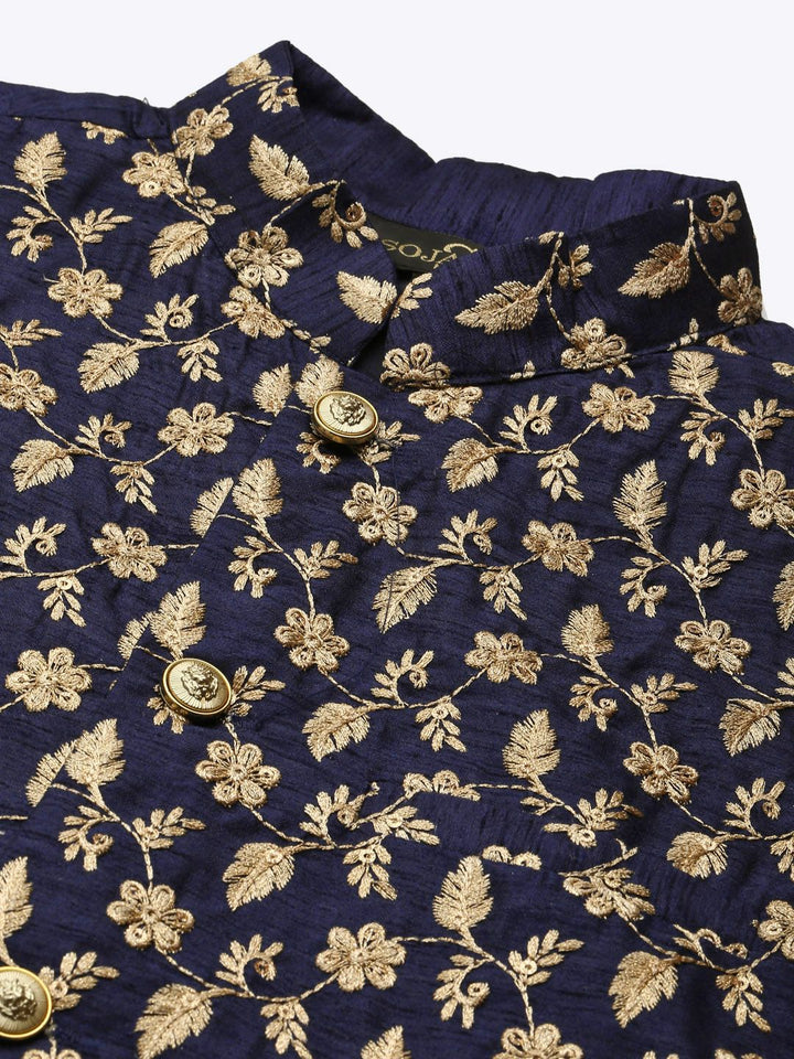 SOJANYA Kurta Berwarna Krim Lelaki dengan Jaket Churidar & Nehru