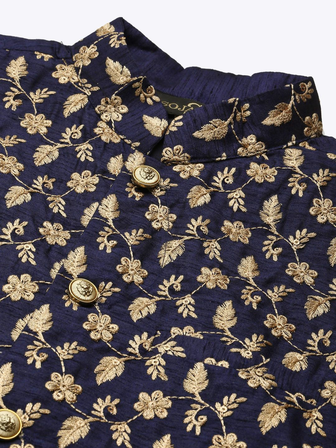 SOJANYA Kurta Berwarna Krim Lelaki dengan Jaket Churidar & Nehru