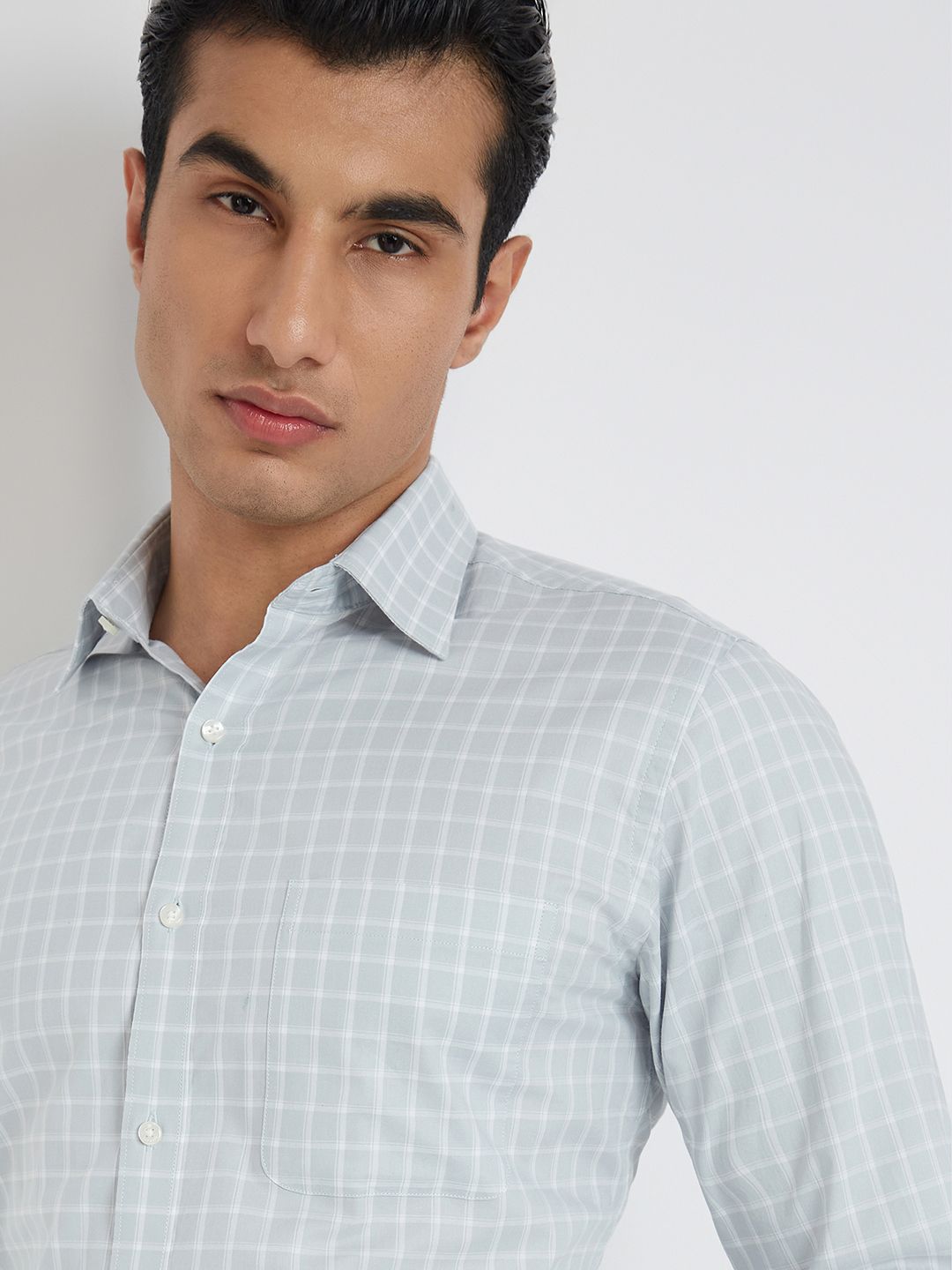 Raymond Pure Cotton Slim Fit Checked Formal Shirt