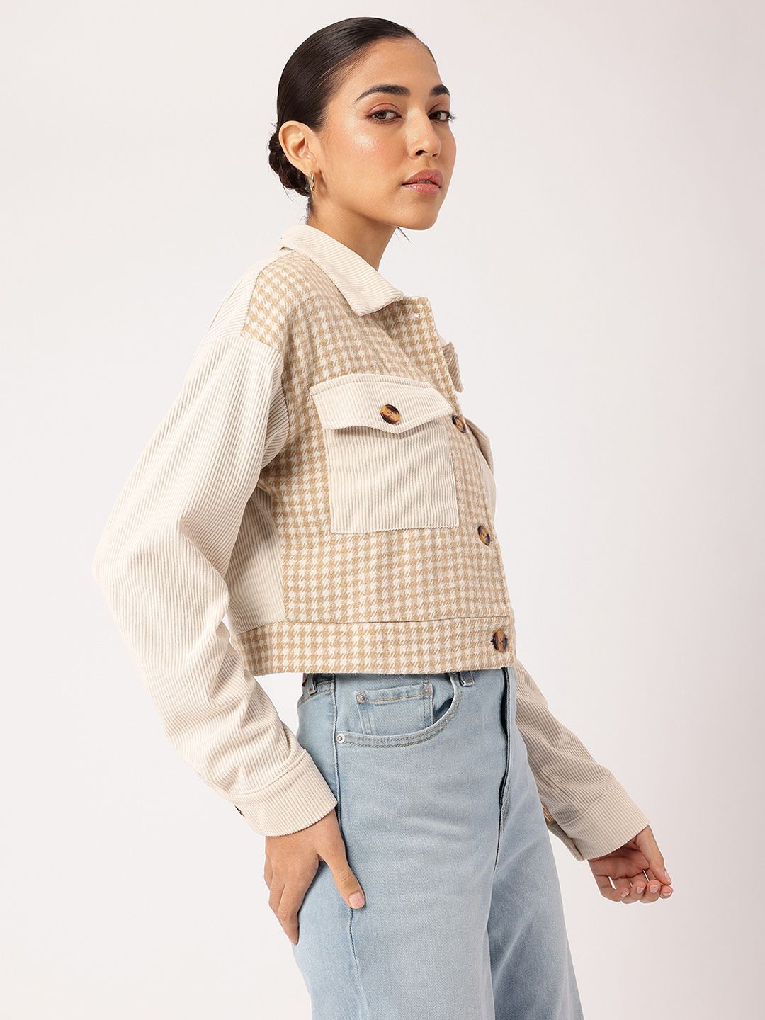 DressBerry Y2K Revival Houndstooth Crop Tailored Jacket