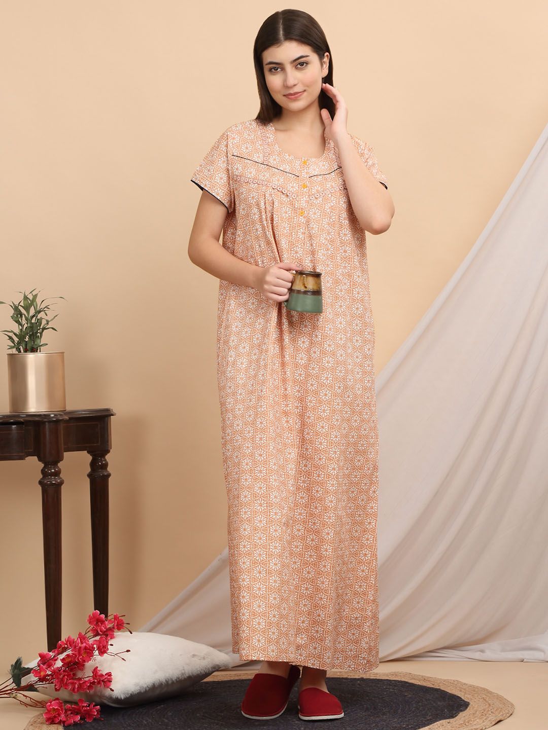 Sweet Dreams Printed Maxi Women Nightdress