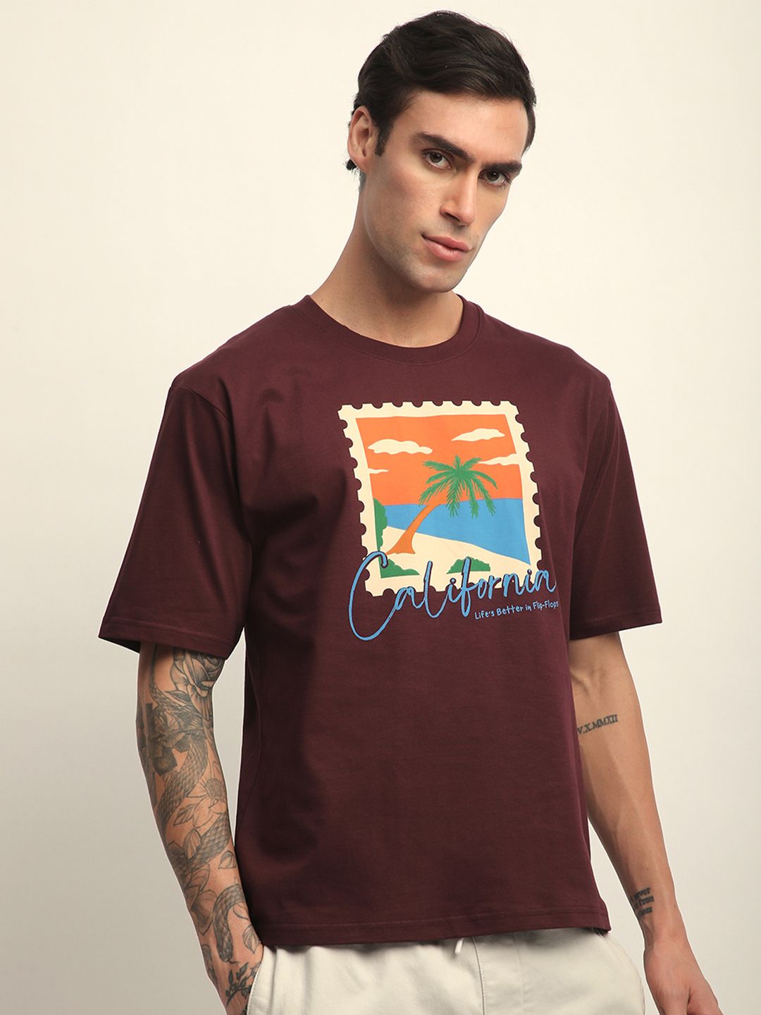 Difference of Opinion Men Short Sleeve Oversized Crew Neck Varsity Printed Tshirt