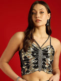 STREET 9 Embellished Net Crop Top