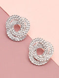 Anting-anting kancing kontemporari bersalut perak