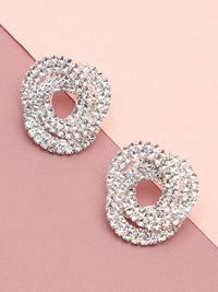 Anting-anting kancing kontemporari bersalut perak