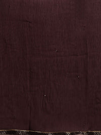 W Women Burgundy & Golden Woven Design Kurta with Sharara & Dupatta