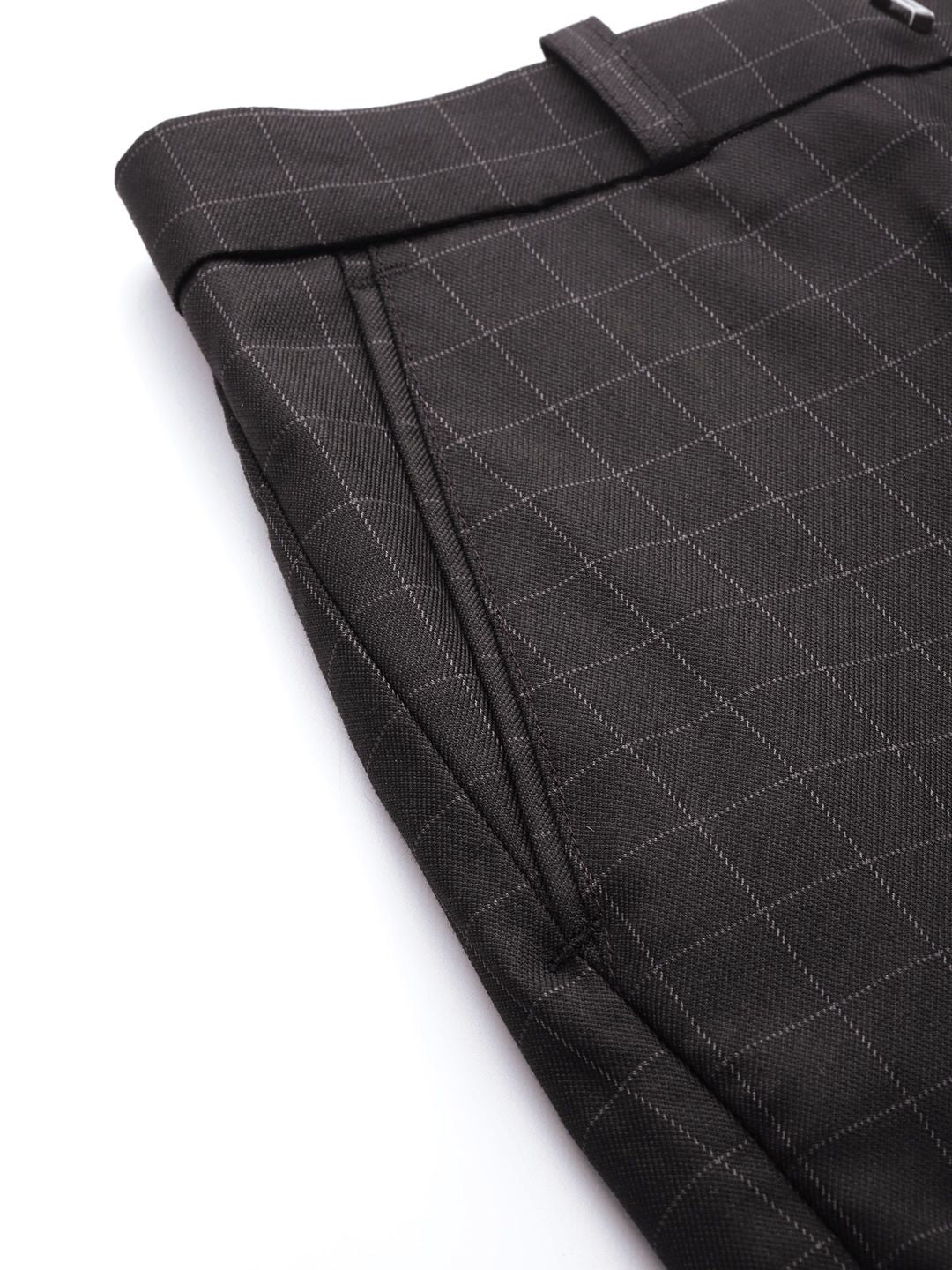 DENNISON Men Black Checked Smart Tapered Fit Trousers