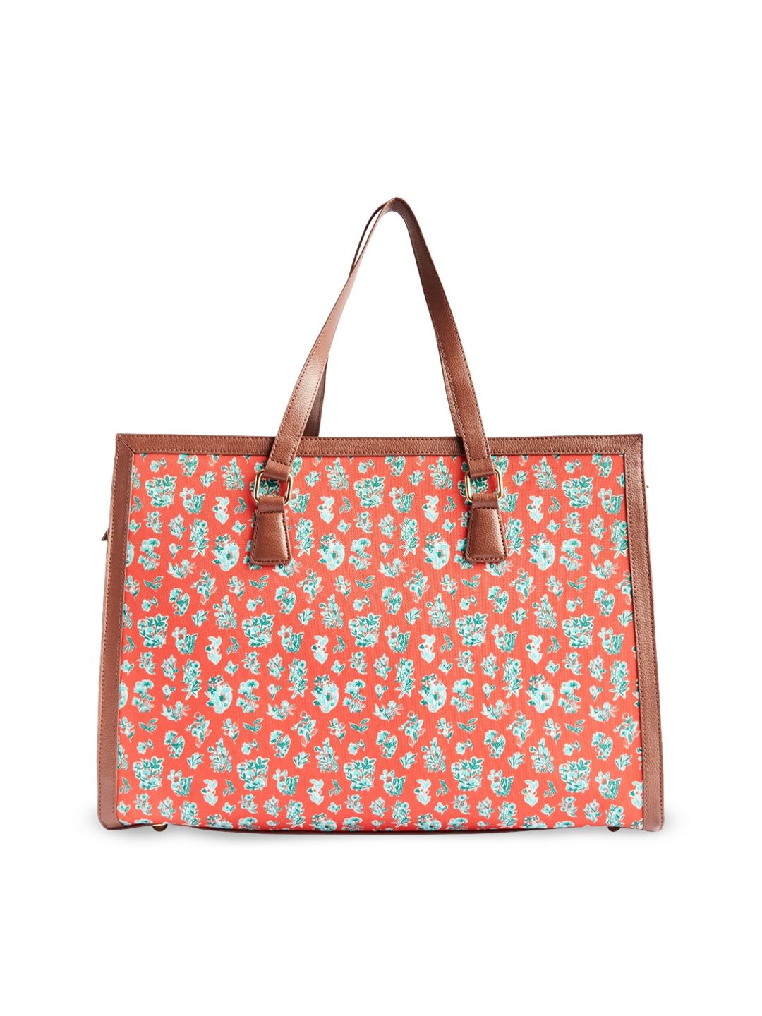 TEAL BY CHUMBAK Floral Printed Oversized Shopper Shoulder Bag