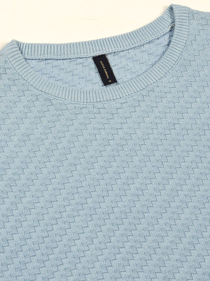 Thomas Scott Men Knit Textured Round Neck T-shirt