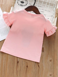 YK Girls Floral Printed Round Neck Cotton Casual T-shirt