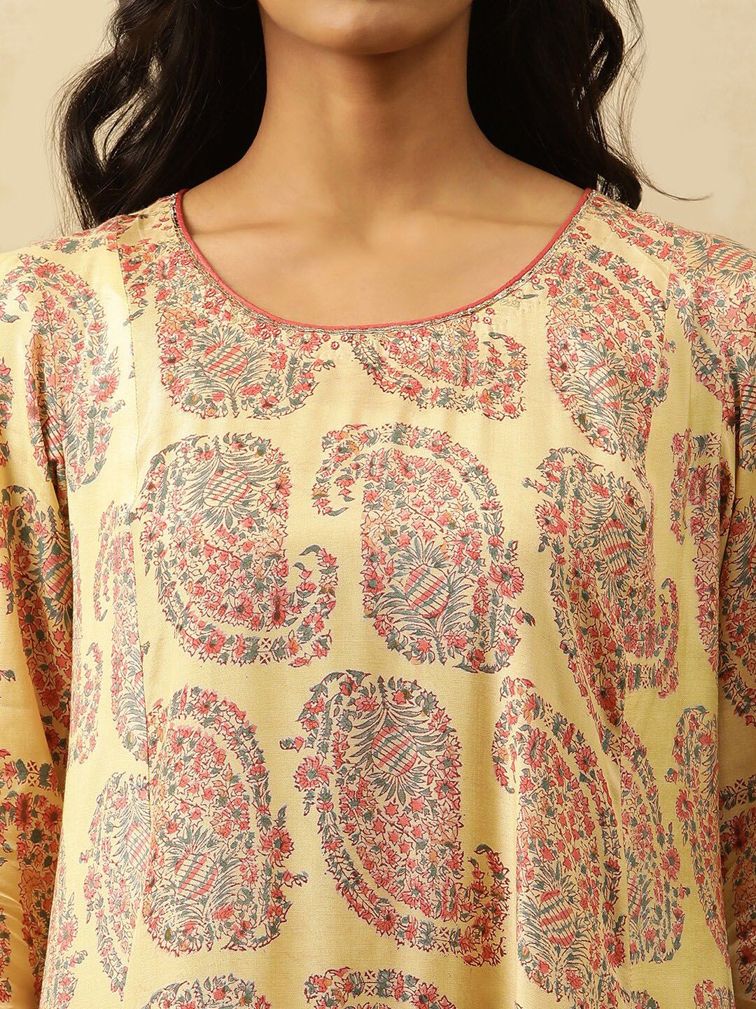 W Ethnic Motifs Printed Flared Sleeves A-Line Kurta