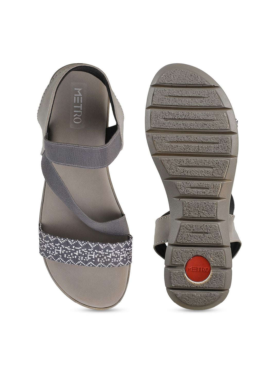 Metro Women Grey Open Toe Flats