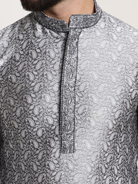 SOJANYA Men Grey Printed Straight Kurta