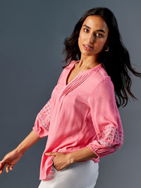 Global Desi V-Neck Flared Sleeves Top