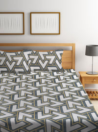 Myntra Elegant Homes White Geometric Printed Set Cadar King 300 TC 2.50 m x 2.25 m