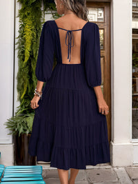 DressBerry Tie-Ups Back Tiered Fit & Flare Dress