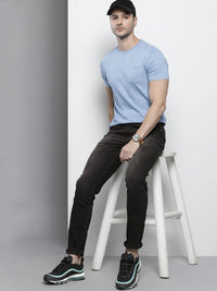The Indian Garage Co Men Black Slim Fit Low Distress Light Fade Stretchable Jeans