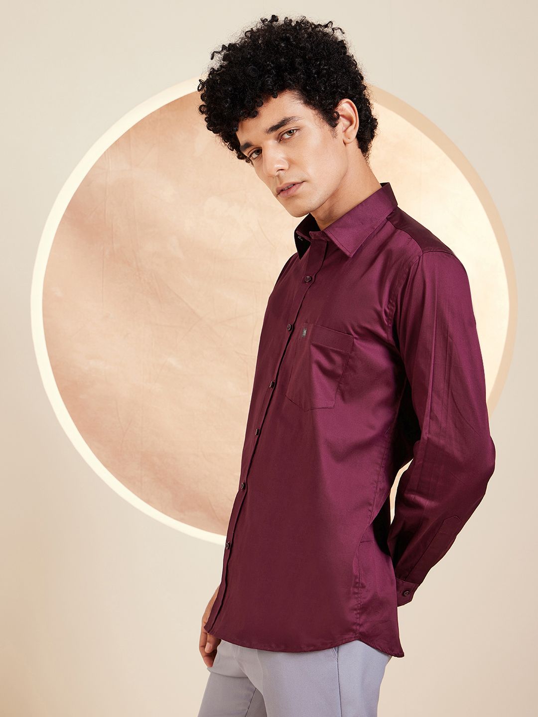 DENNISON Smart Solid Opaque Pure Cotton Satin Shirt
