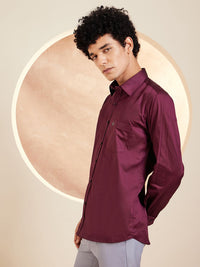 DENNISON Smart Solid Opaque Pure Cotton Satin Shirt