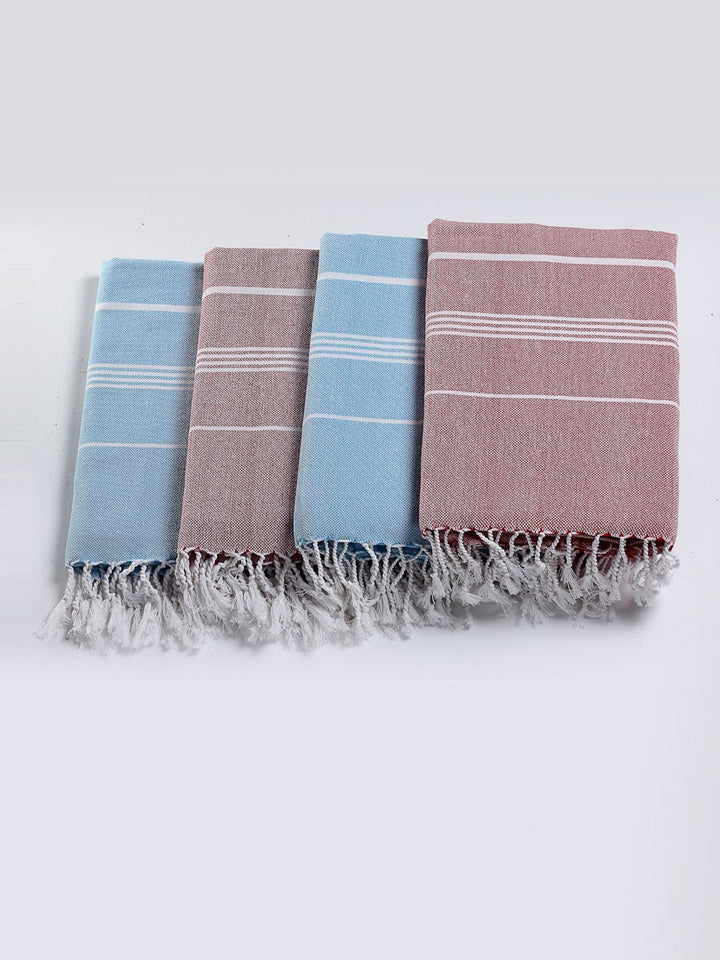 KLOTTHE Set of 4 Striped Cotton 210 GSM Bath Towels