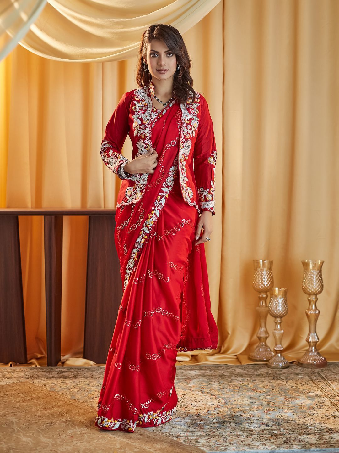 kasee Ethnic Motifs Kutchi Embroidery Pure Silk Saree