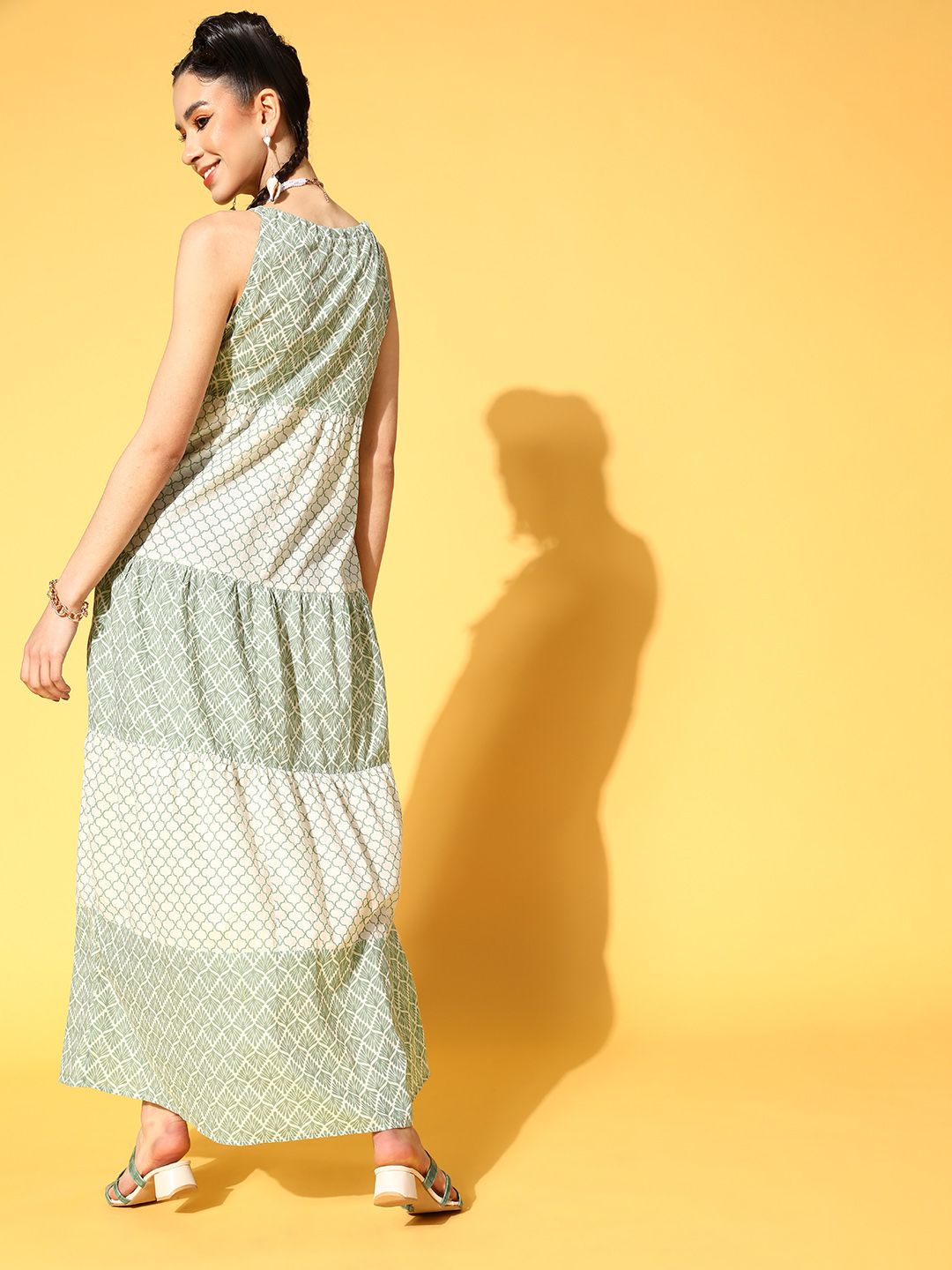 Athena Beautiful Green Ethnic Motifs Sundress