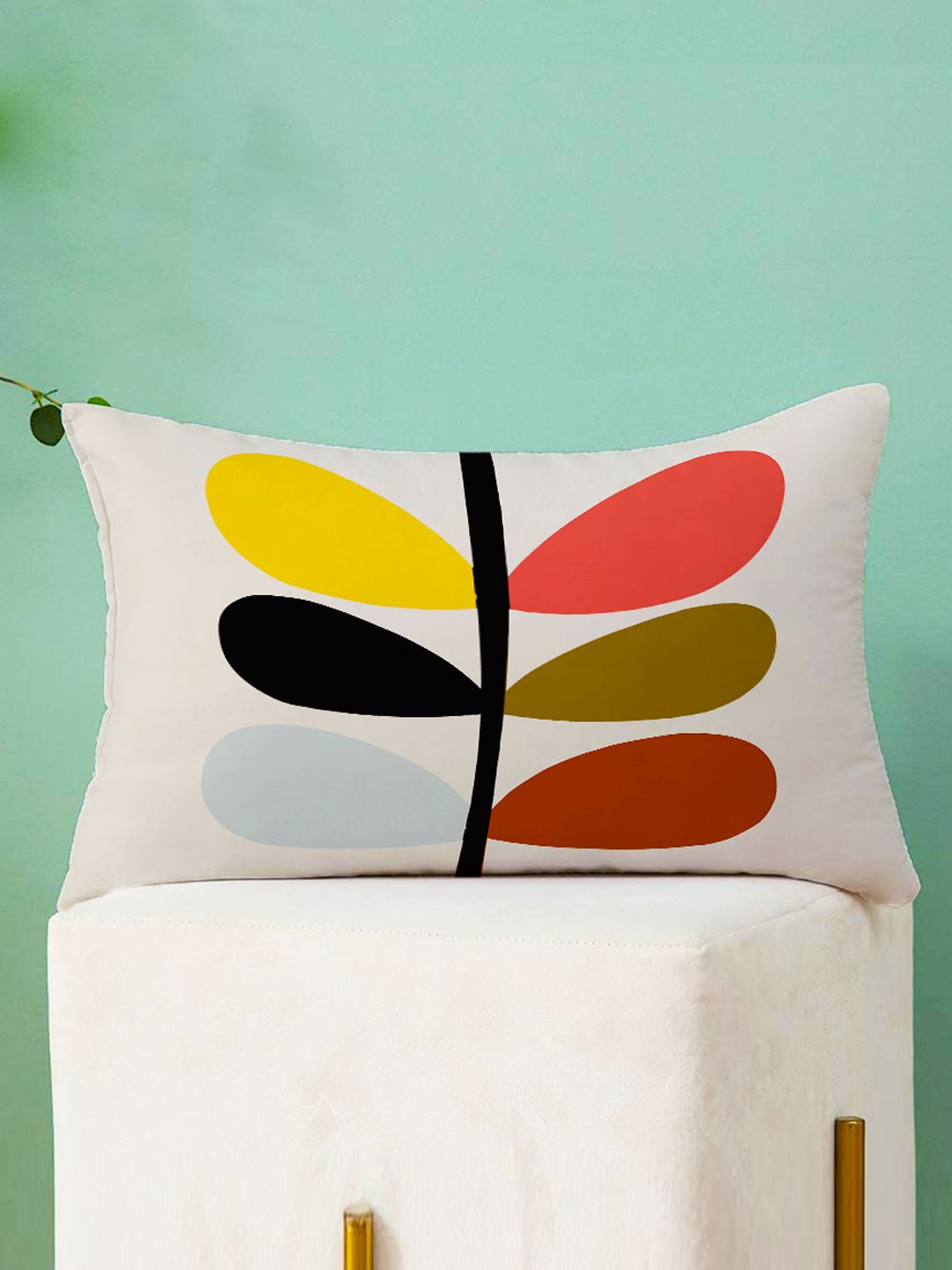 STITCHNEST Set of 2 Yellow & White Floral Rectangle Cushion Covers