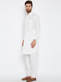 SOJANYA Shirt Collar Curved Hem Pathani Kurta with Salwar