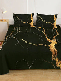 Moda Rapido X KLOTTHE Black & Gold-Toned 400 TC King Bedsheet with 2 Pillow Covers