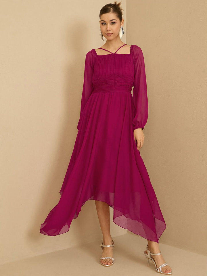 Antheaa Women Chiffon Maxi Midi Dress