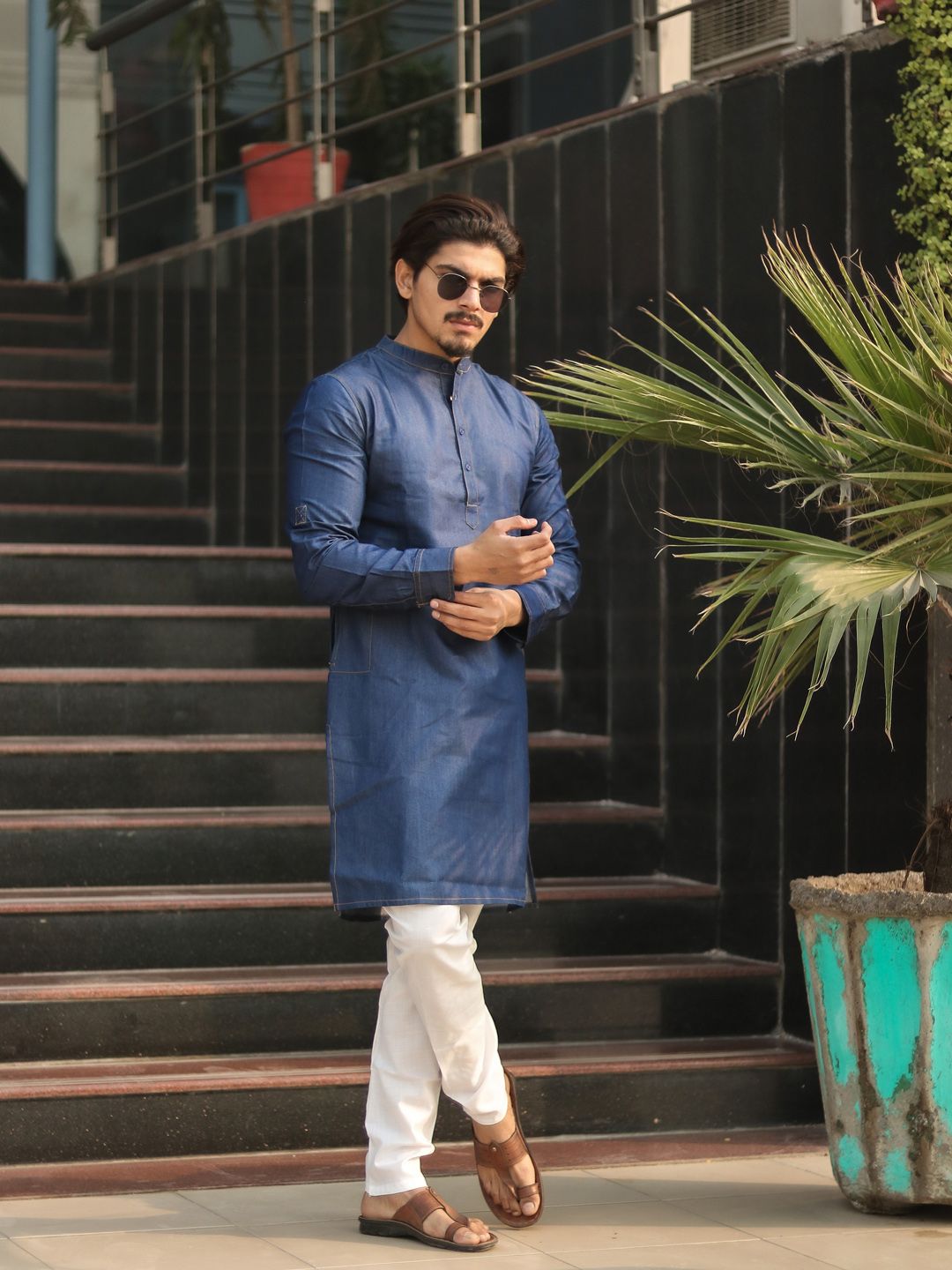 See Designs Men White Solid Churidar