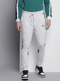 The Indian Garage Co Men Grey & Teal-Green Printed Slim-Fit Joggers