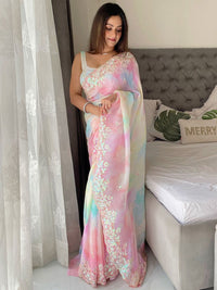Saree mall Embellished Sequinned Poly Georgette Sarees