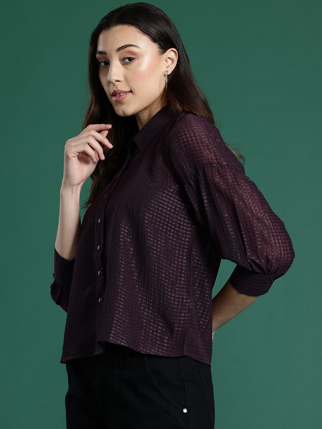 DressBerry Dobby Weave Self-Striped Casual Shirt