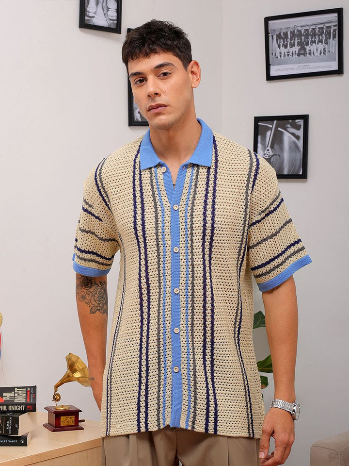 The Indian Garage Co Self Design Spread Collar Relaxed Fit Shirt