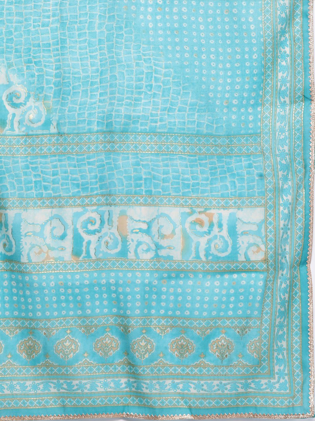 Libas Women Printed Pleated Gotta Patti Kurta with Palazzos & With Dupatta