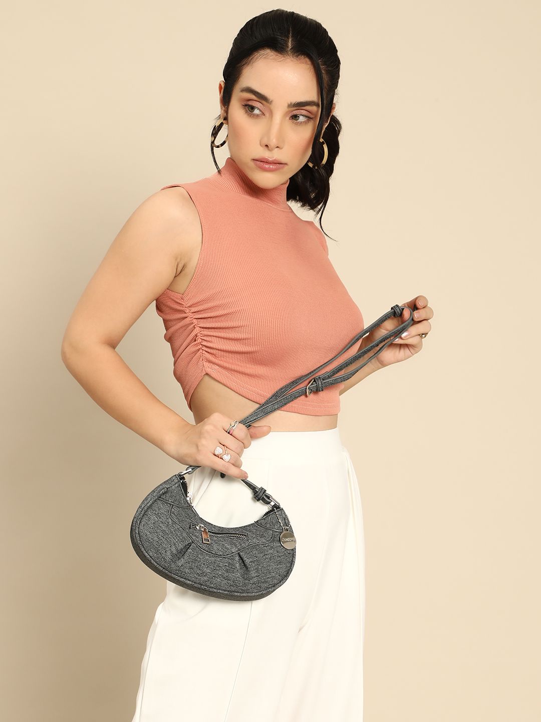 DressBerry Textured Mini Hobo Style Sling Bag