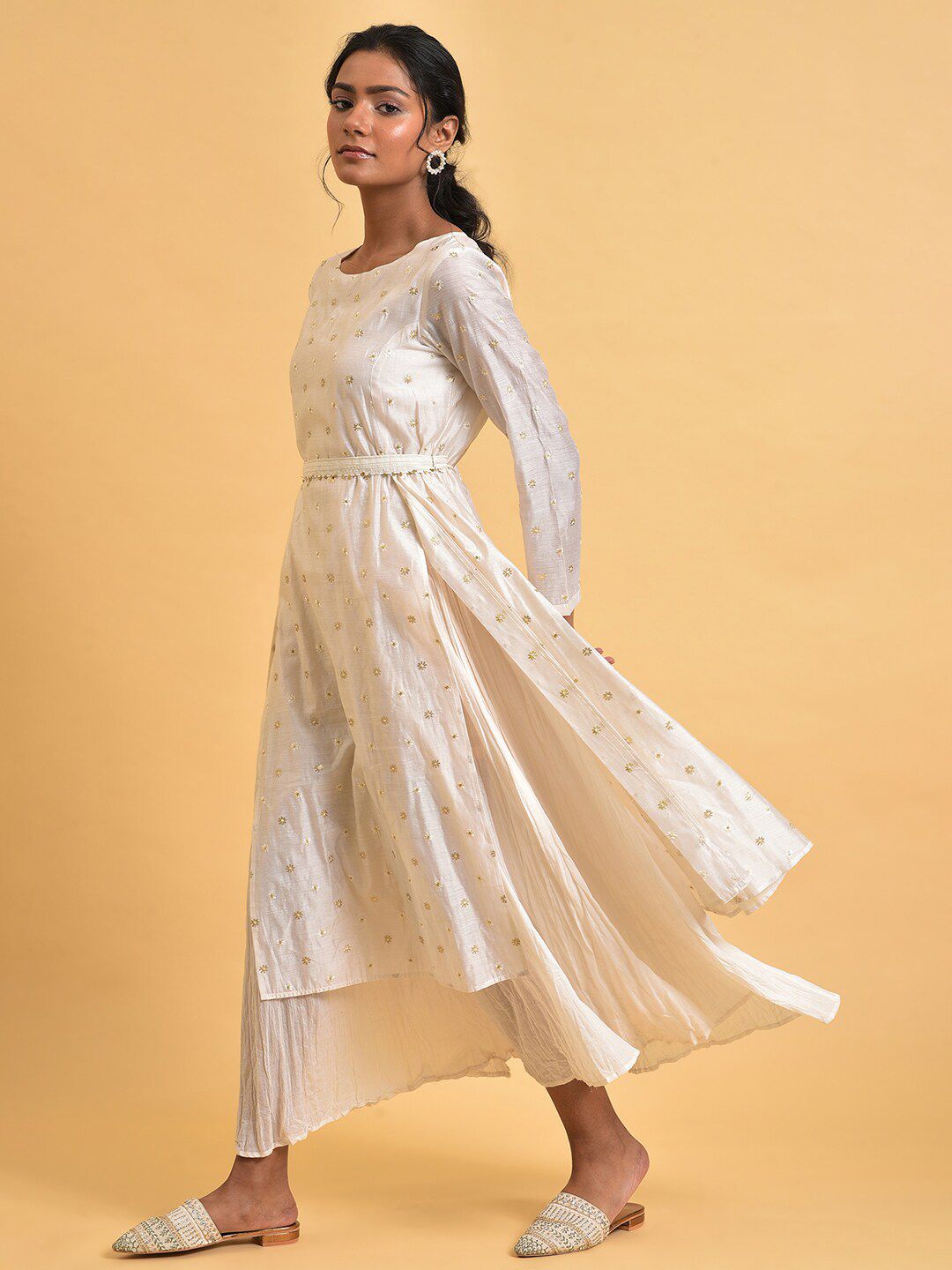 W Floral Embroidered Ethnic A-Line Maxi Dress