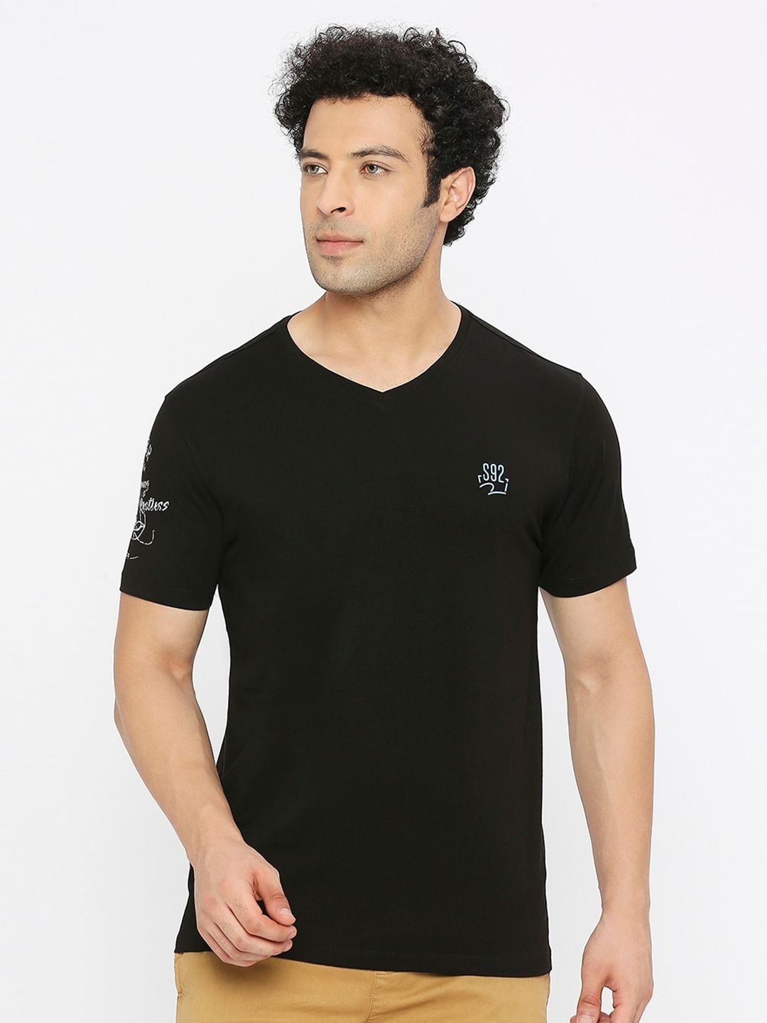 SPYKAR V-Neck Short Sleeves Cotton Casual T-Shirt
