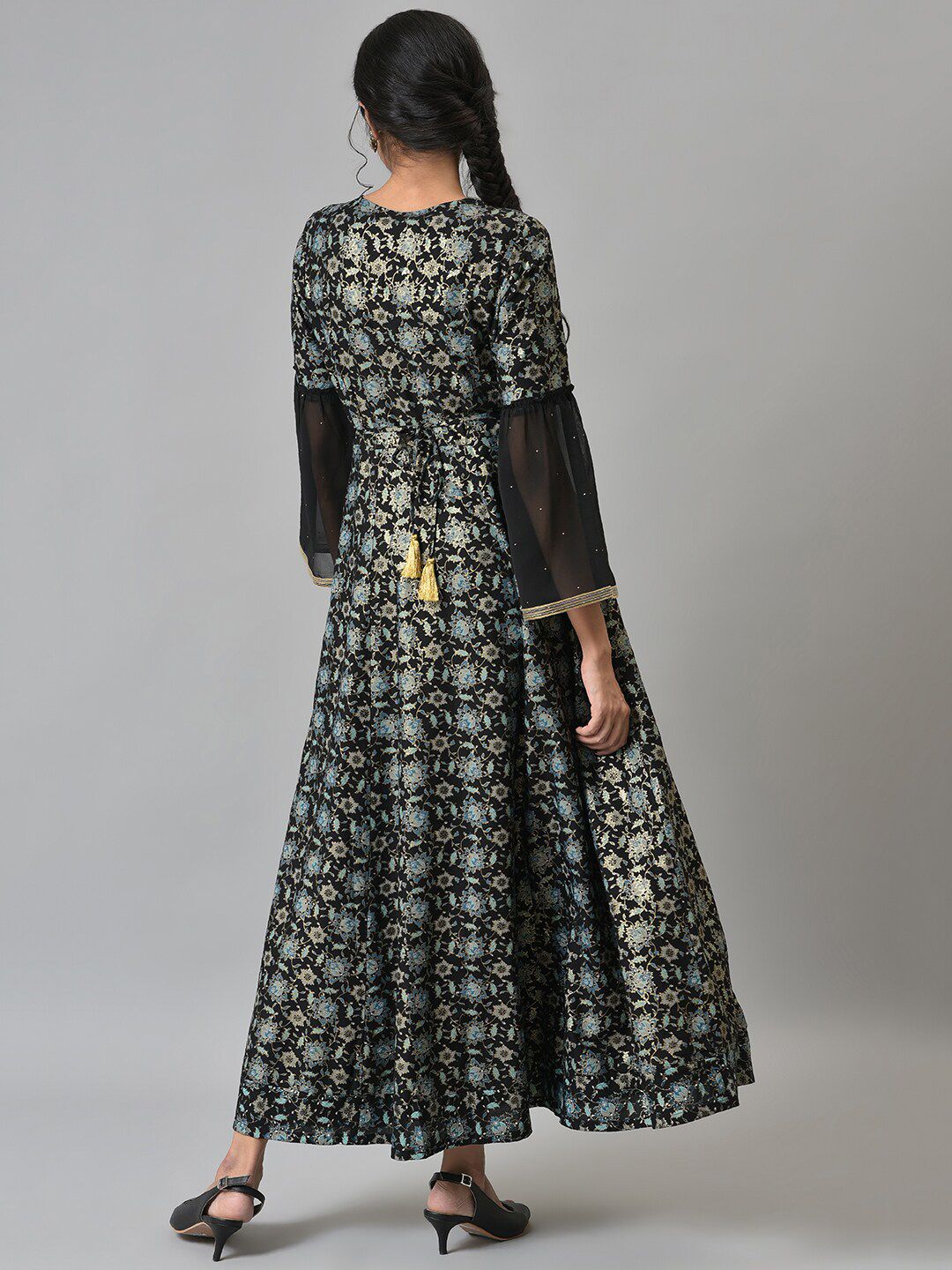 AURELIA Black Floral Printed Liva Maxi Dress