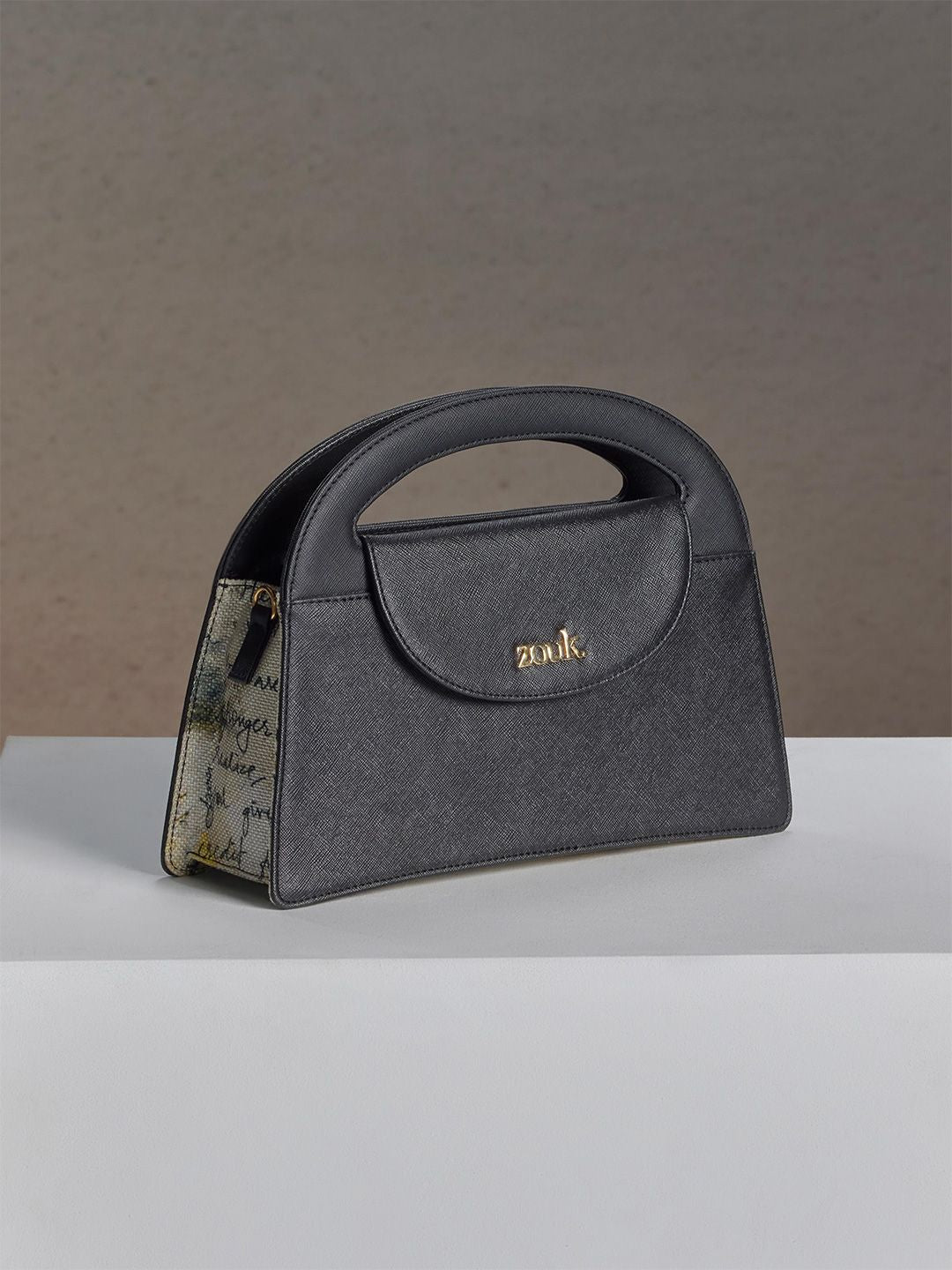 ZOUK Printed Structured Sling Bag with Applique