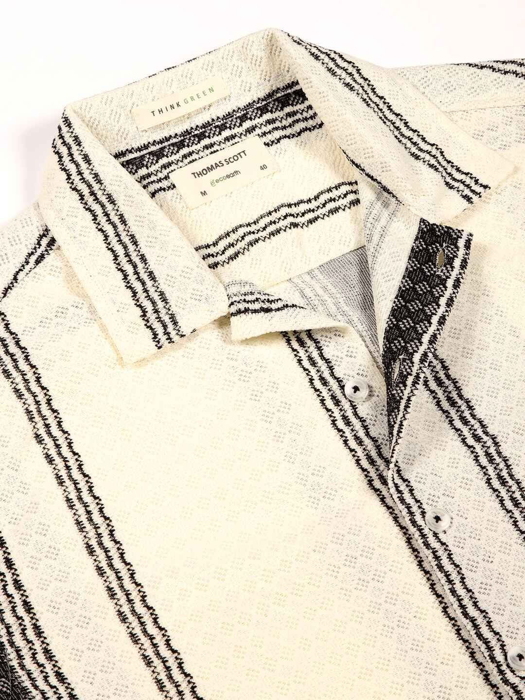 Thomas Scott Men Self Design Textured Regular Fit Semi-Sheer Casual Crochet Shirt
