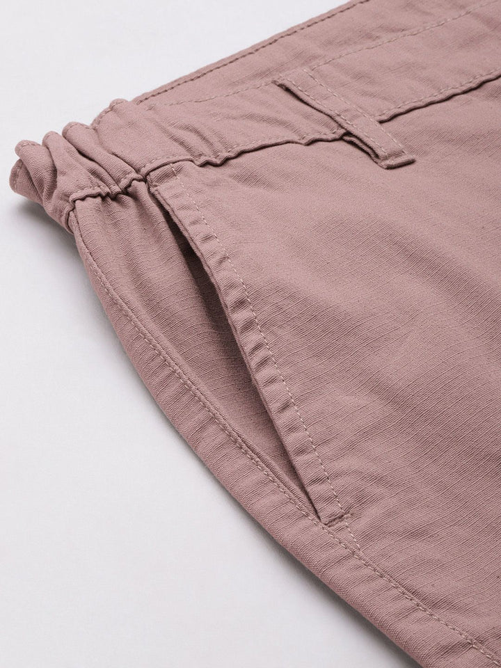 The Indian Garage Co Men Solid Cotton Relaxed Fit Cargo Shorts