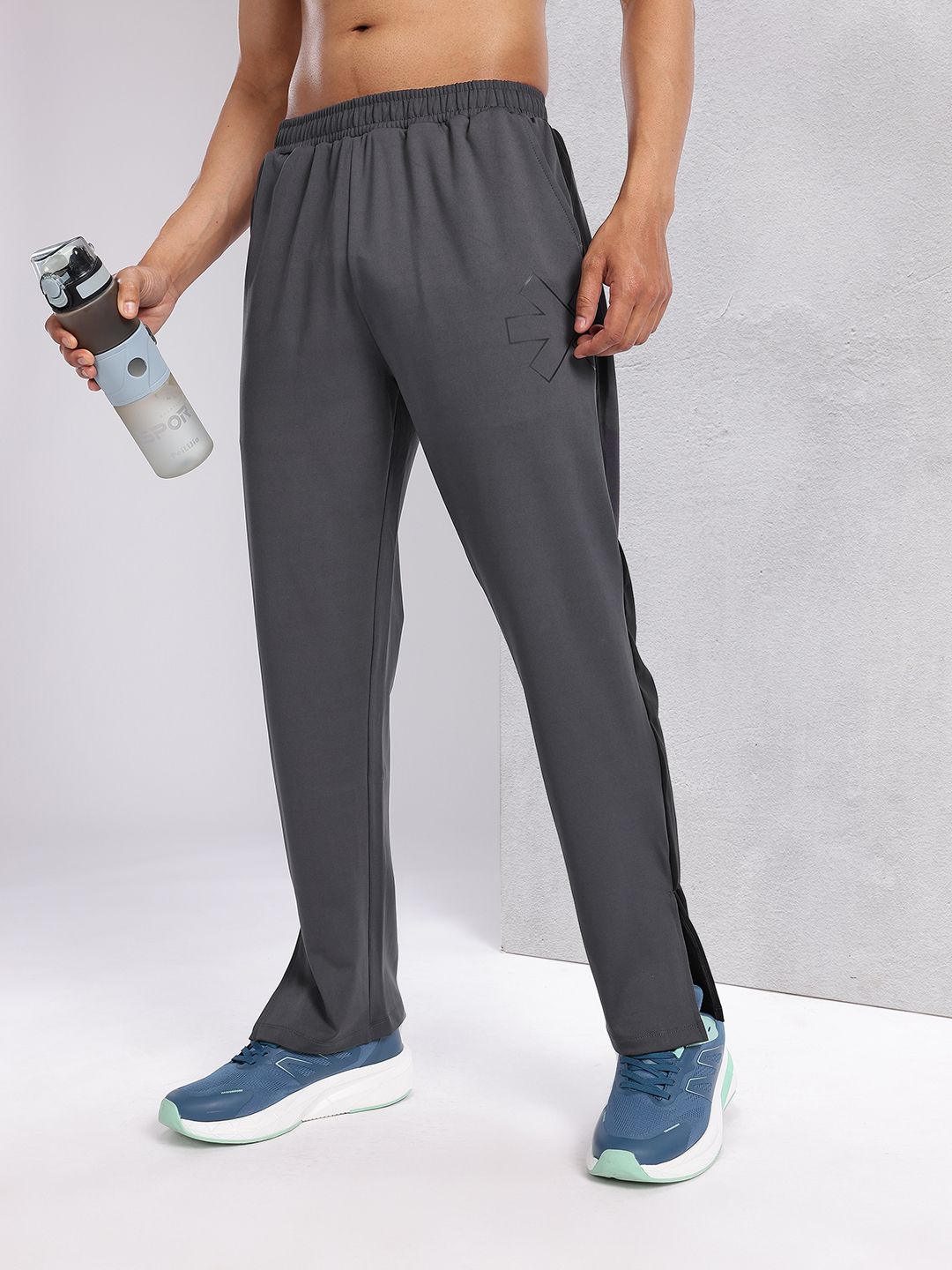 HRX by Hrithik Roshan Men Mid-Rise Rapid-Dry Training Track Pants with Side Stripes